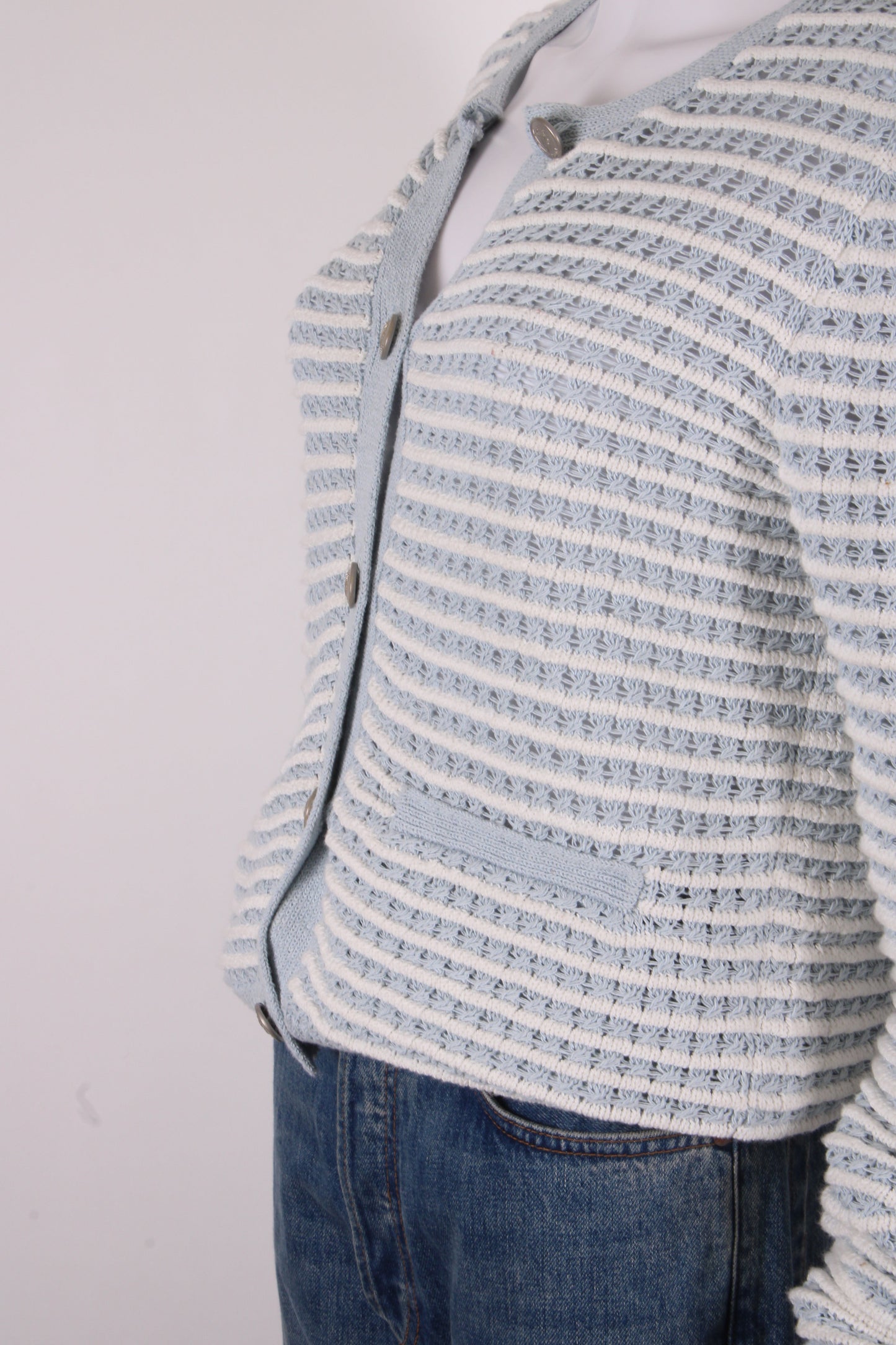 Rag & Bone L/S Stripe Cardigan Blue/ White M | O/S, Blue