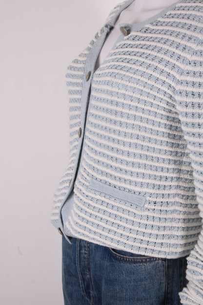 Rag & Bone L/S Stripe Cardigan Blue/ White M | O/S, Blue