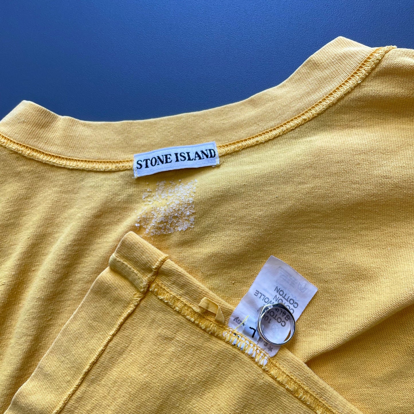 Stone Island Marina Yellow 80s Henley Long Sleeve T-Shirt | Large, Yellow