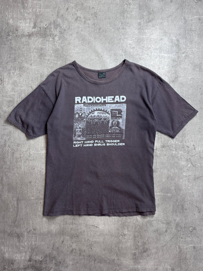 2001 Radiohead W.A.S.T.E "Amnesiac" Washed Brown Graphic Tee