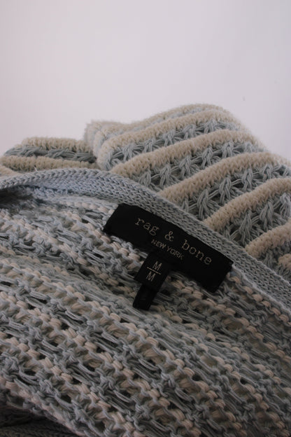 Rag & Bone L/S Stripe Cardigan Blue/ White M | O/S, Blue