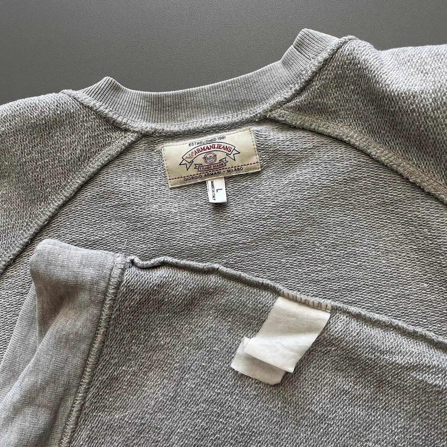 Armani Jeans Grey 90s Raglan Sweatshirt | Large, Grey