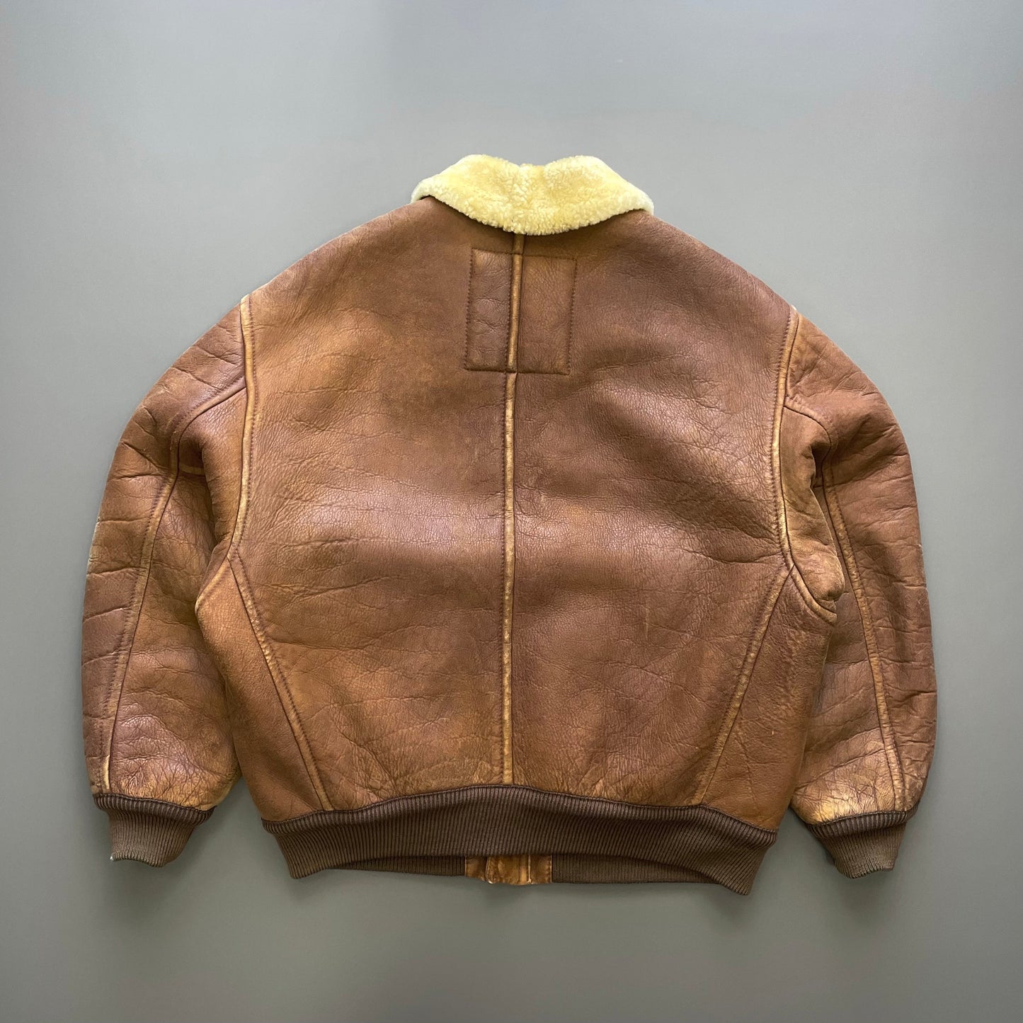 Emporio Armani Brown 80s Shearling Leather Jacket | X-Large, Brown