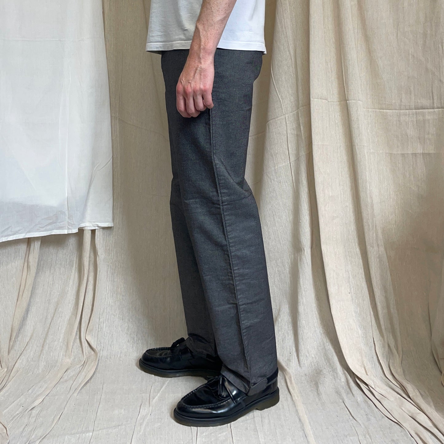 Prada Sport Grey 00s Canvas Cotton Straight Leg Trousers | Medium, Grey