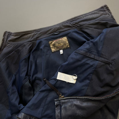 Armani Jeans Navy 90s Technical Leather Biker Jacket | Medium, Navy