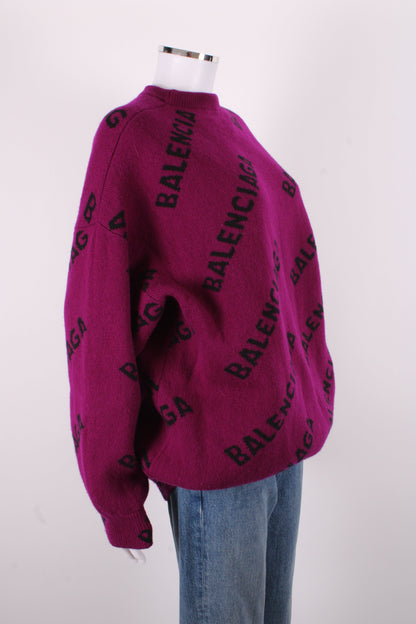 Balenciaga L/S Logo Jumper Purple/ Black S | O/S, Black