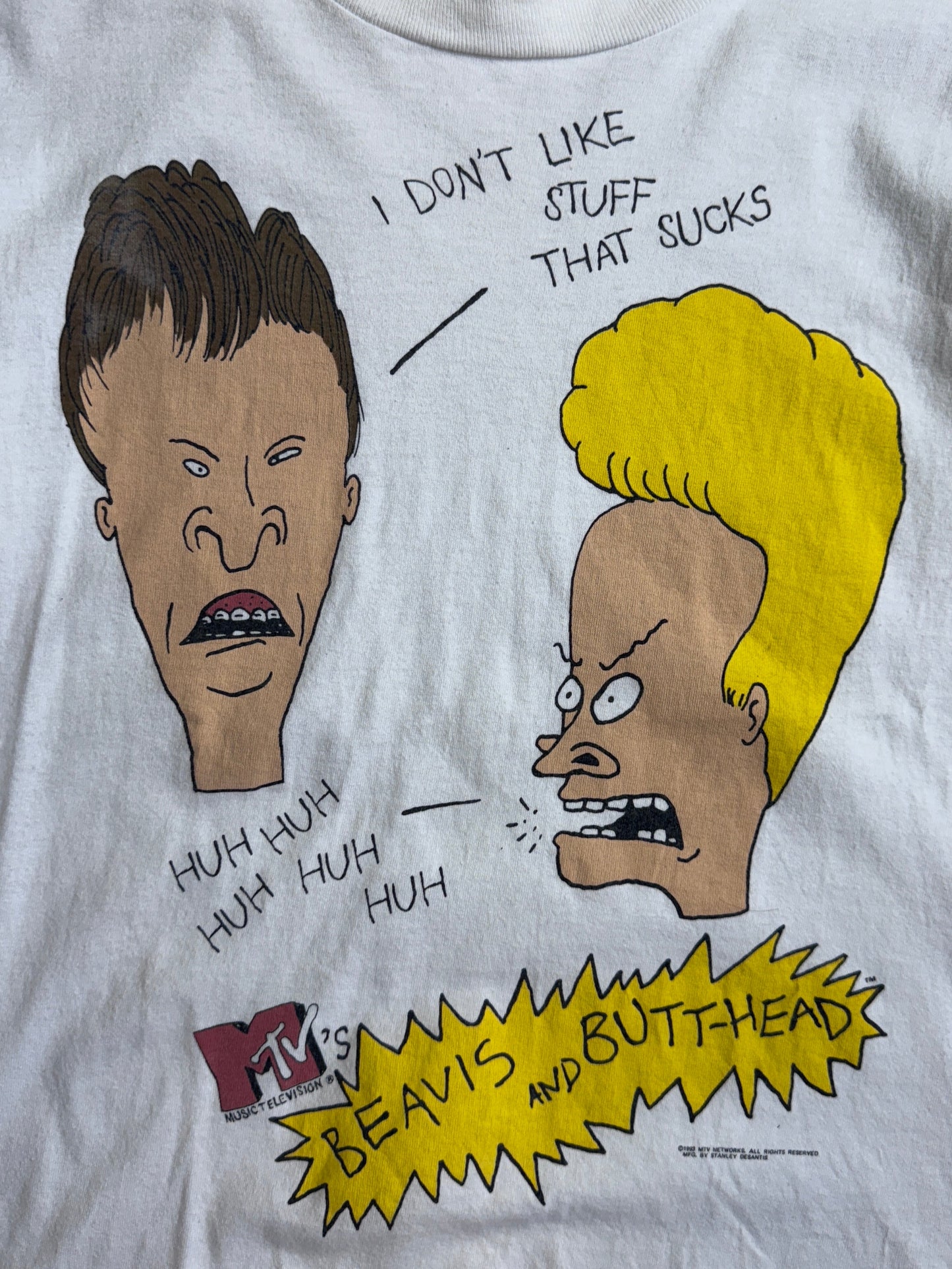 1993 Beavis and Butt-Head MTV Single Stitch White Graphic Tee