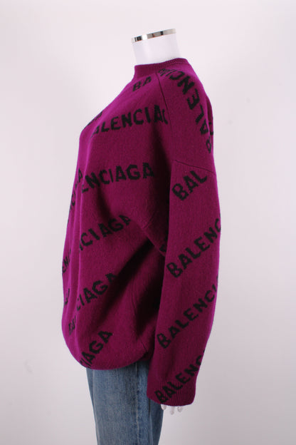 Balenciaga L/S Logo Jumper Purple/ Black S | O/S, Black
