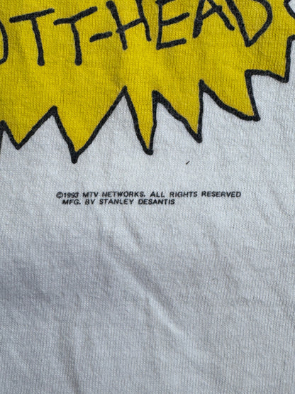 1993 Beavis and Butt-Head MTV Single Stitch White Graphic Tee