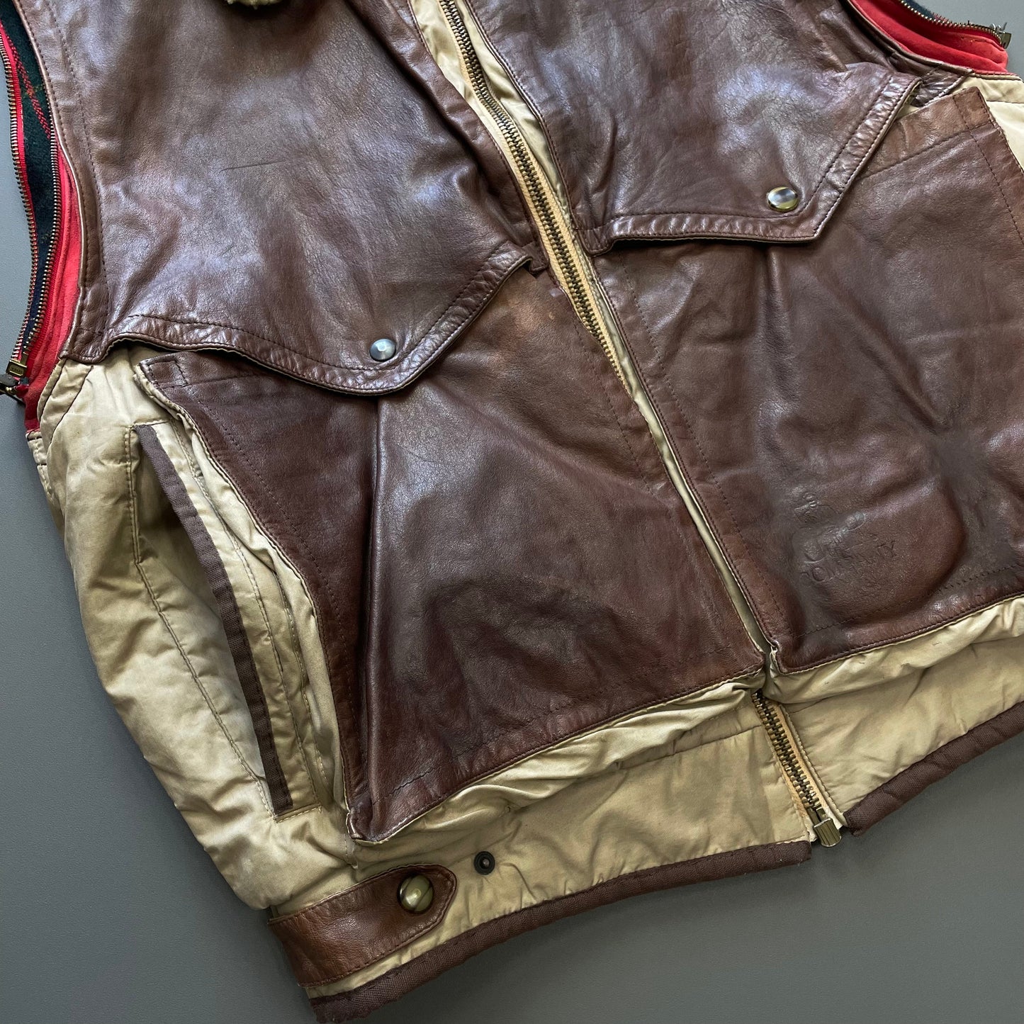 C.P. Company Brown 80s Dutch Police Shearling Leather Gilet | X-Large, Brown
