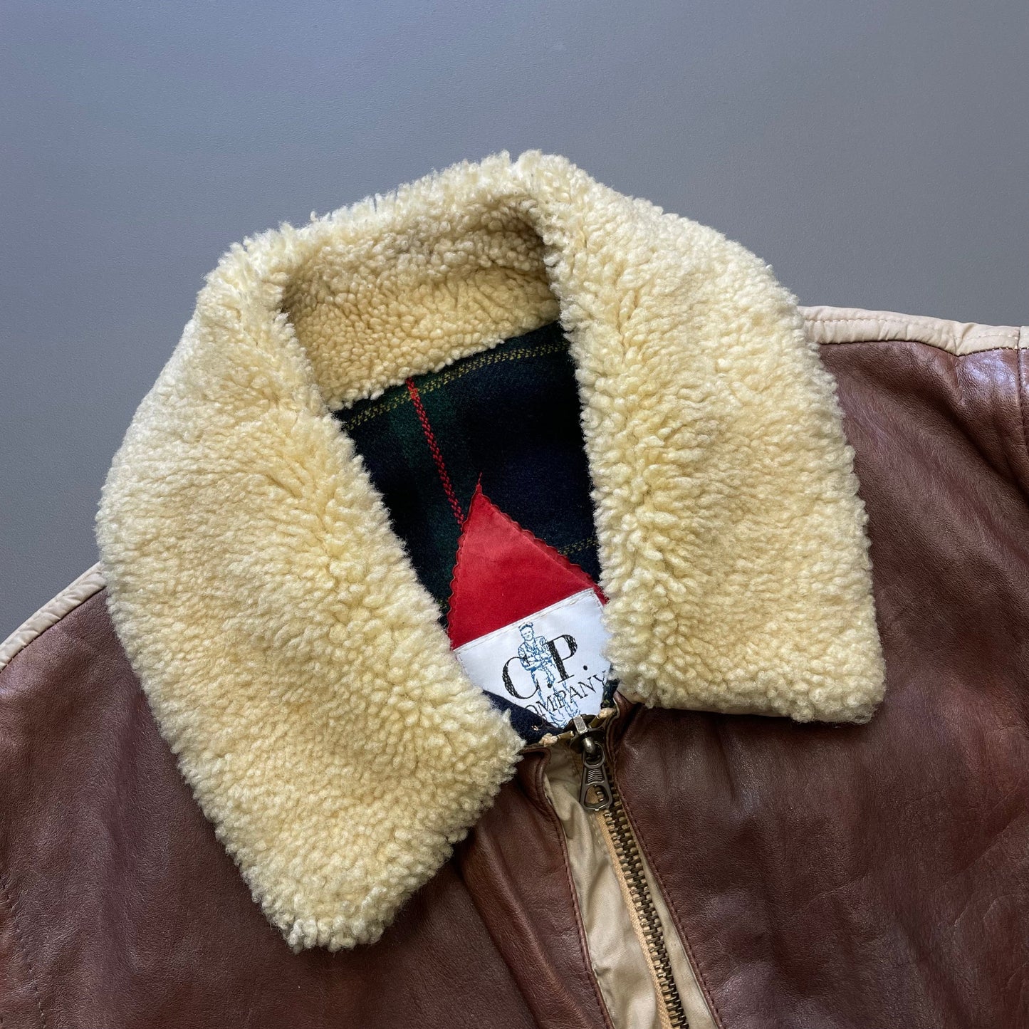 C.P. Company Brown 80s Dutch Police Shearling Leather Gilet | X-Large, Brown