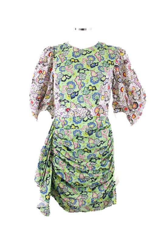 Rhode S/S Floral Ruched Dress Green/ White S Known Source Rhode S/S Floral Ruched Dress Green/ White S Known Source