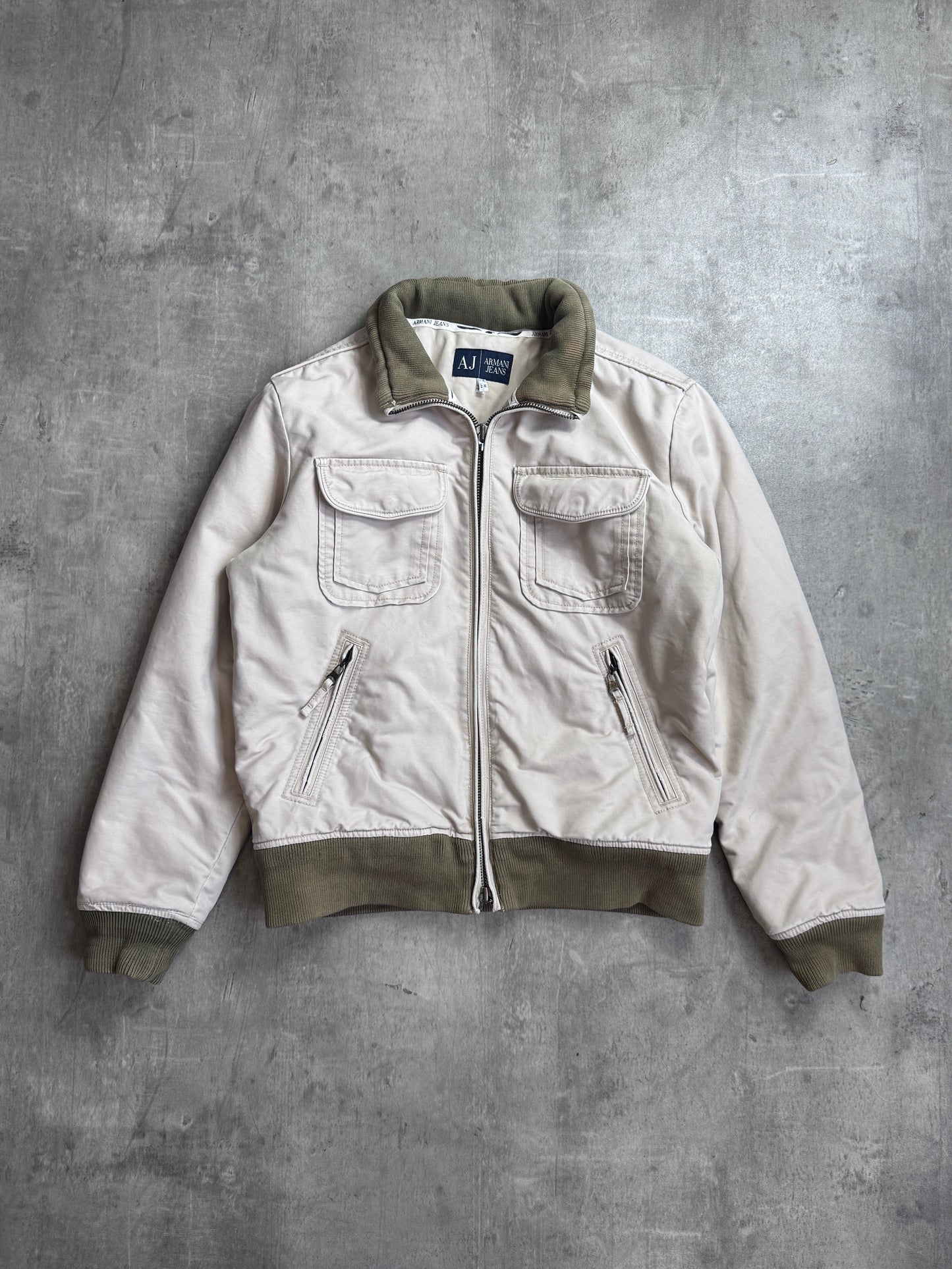 Armani Jeans Beige Padded Cotton Two-Pocket Jacket