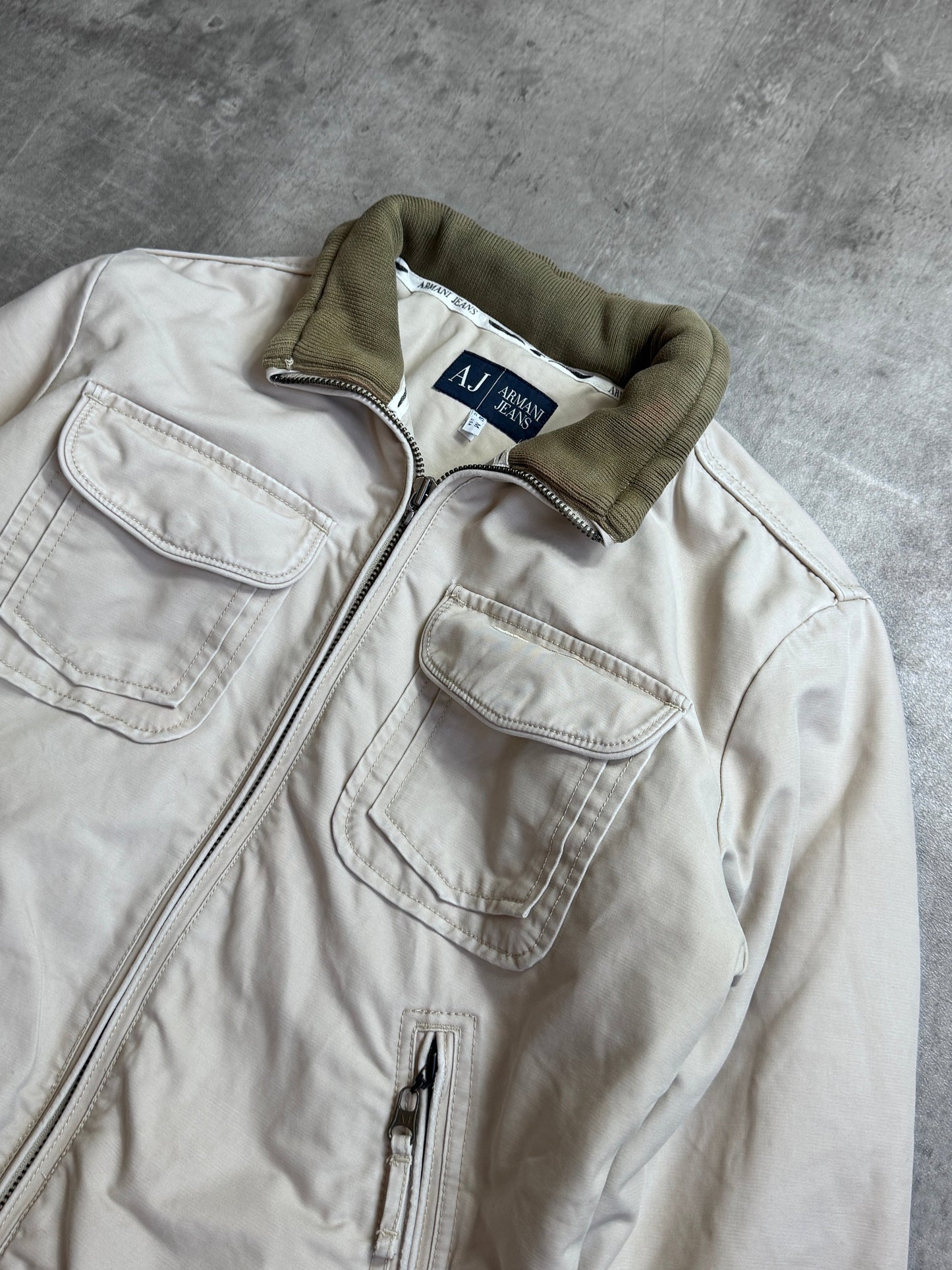 Armani Jeans Beige Padded Cotton Two-Pocket Jacket