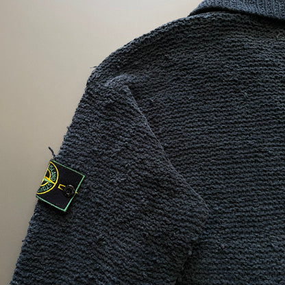 Stone Island Navy SS97 Collared Chenille Knit Jumper | Large, Navy