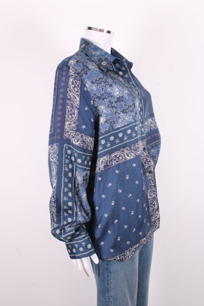 Weekend MaxMara L/S Paisley Print Shirt Navy/ White 16 | O/S, Navy