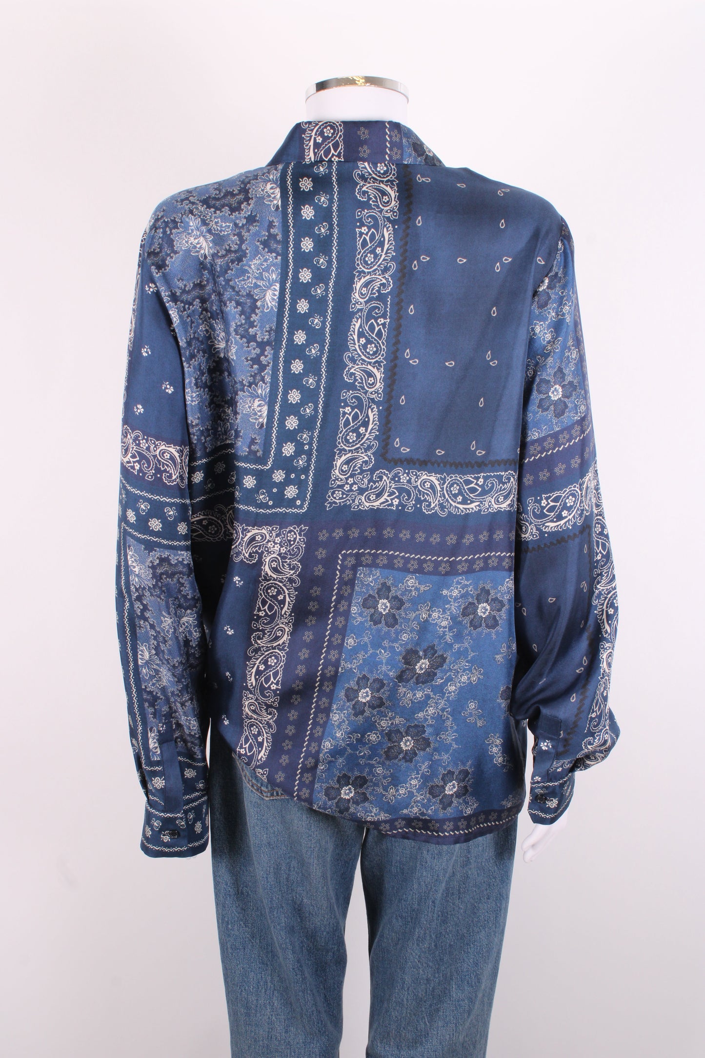 Weekend MaxMara L/S Paisley Print Shirt Navy/ White 16 | O/S, Navy