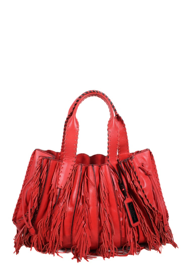 Valentino Garavani Fringe Leather Handbag Orange | O/S, Orange