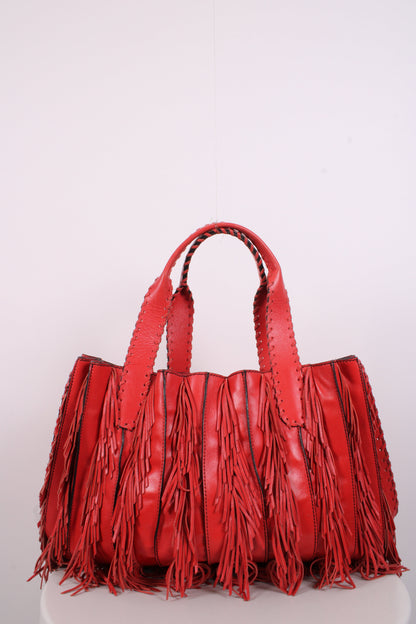 Valentino Garavani Fringe Leather Handbag Orange | O/S, Orange