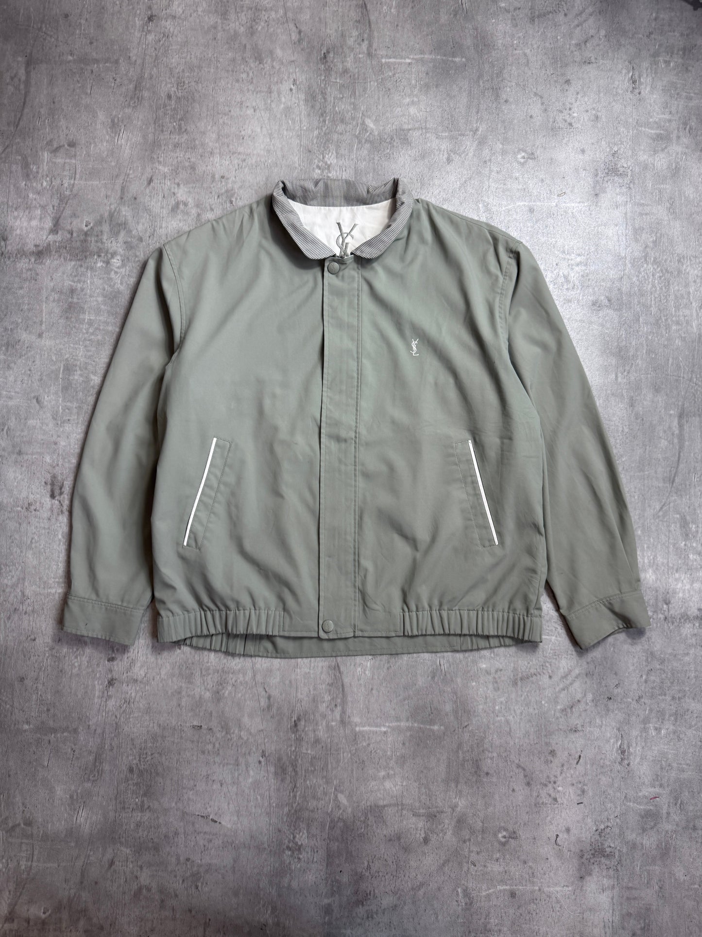 YSL Grey-Green Lightweight Embroidered Blouson
