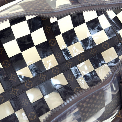 LOUIS VUITTON KEEPALL BANDOULIERE MONOGRAM CHESS DUFFLE BAG BROWN / CLEAR 50 | O/S, Brown