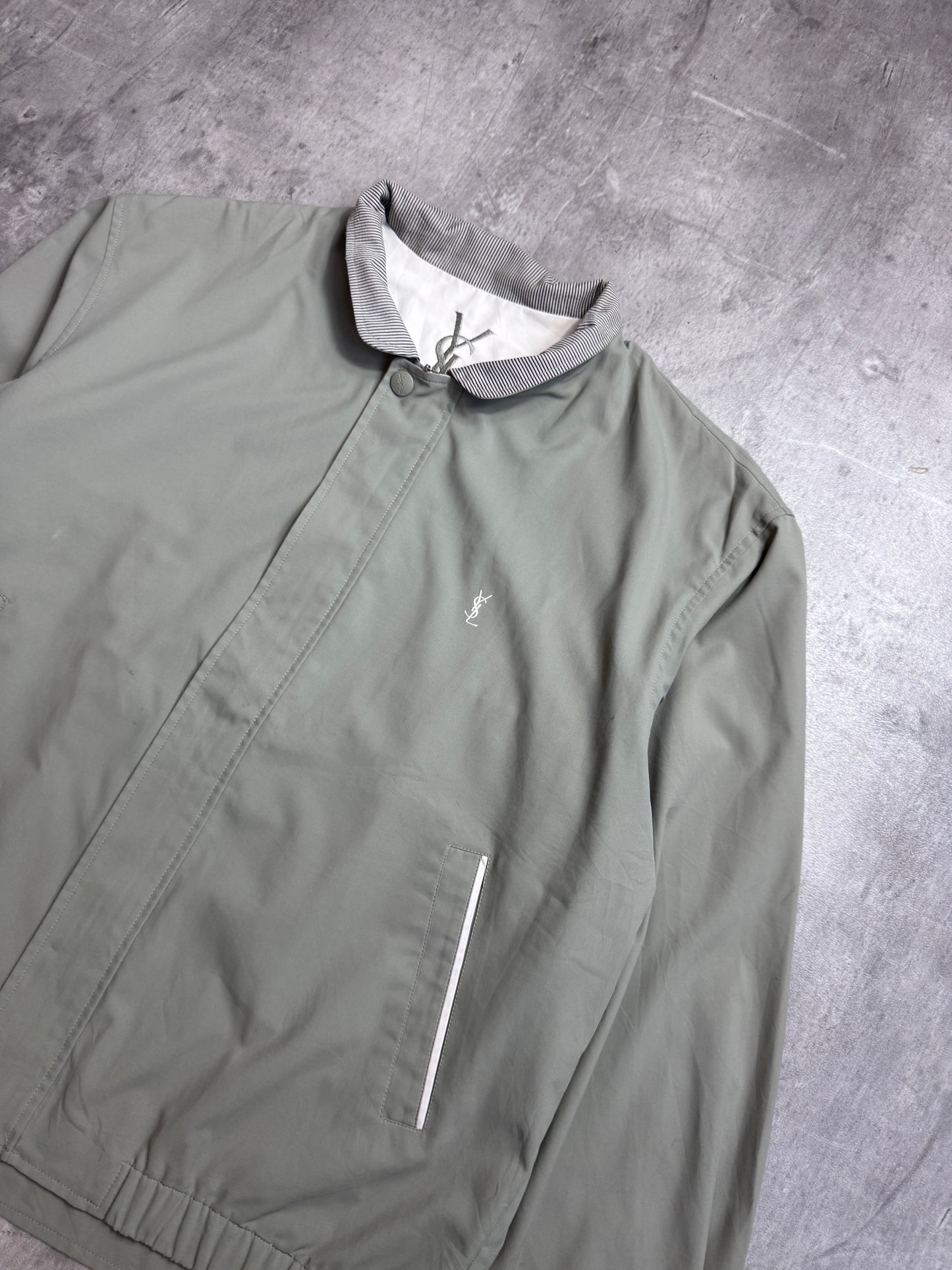 YSL Grey-Green Lightweight Embroidered Blouson