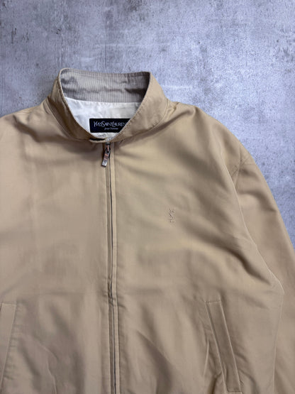 YSL Beige Lightweight Moto Collar Blouson