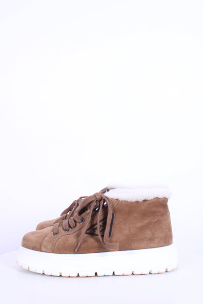 Prada Suede/ Shearling Lace-up Boots Tan 40 | O/S, Tan