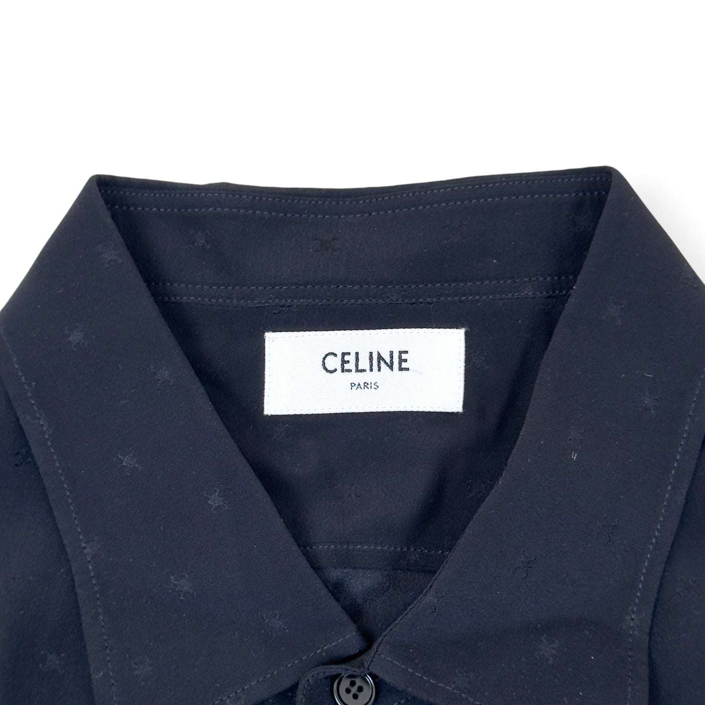 CELINE LOOSE SILK JACQUARD SHIRT BLACK 42 / L | Large, Black