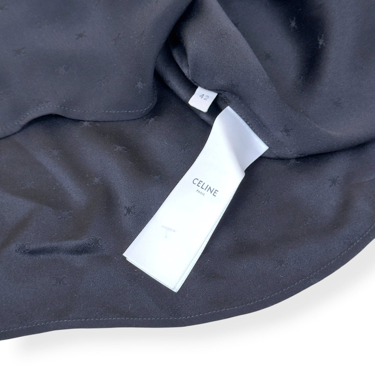 CELINE LOOSE SILK JACQUARD SHIRT BLACK 42 / L | Large, Black