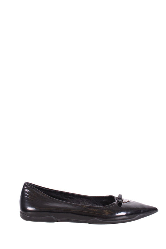 Prada Patent Flat Shoes Black 40.5 | O/S, Black