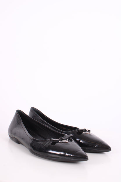 Prada Patent Flat Shoes Black 40.5 | O/S, Black