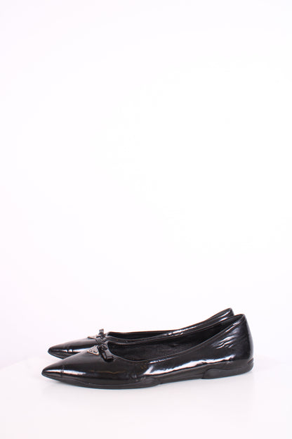 Prada Patent Flat Shoes Black 40.5 | O/S, Black