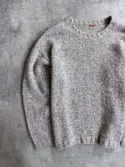 1984 Boneville Flecked Wool Grey Fisherman Sweater