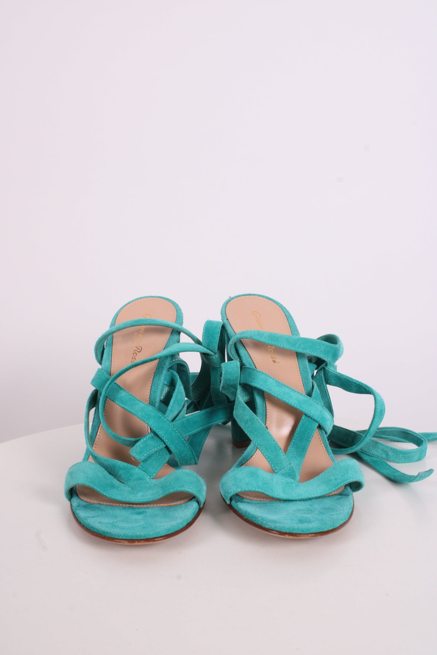 Gianvito Rossi Suede Tie Heels Turquoise 40 | O/S, Turquoise