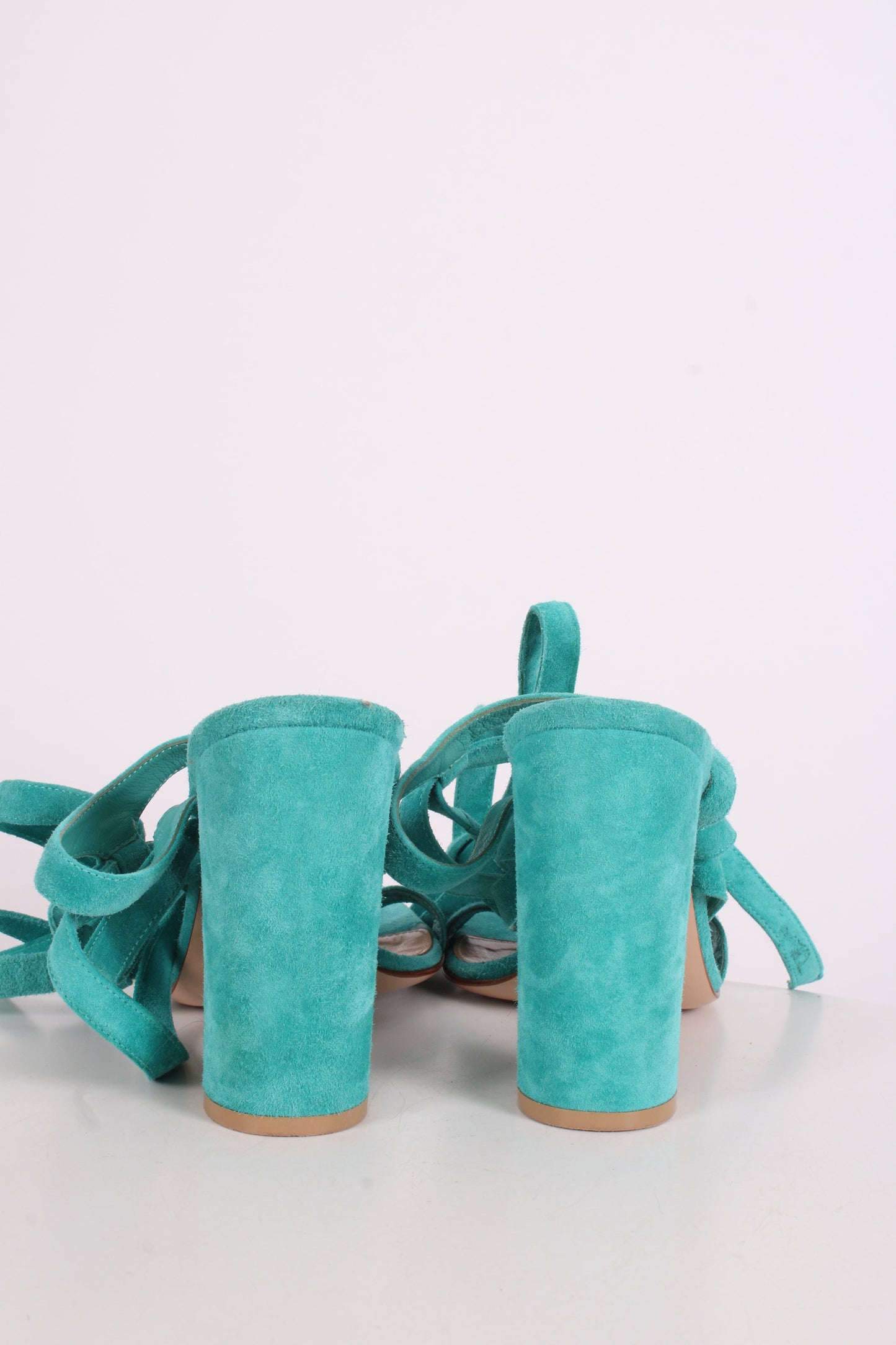 Gianvito Rossi Suede Tie Heels Turquoise 40 | O/S, Turquoise
