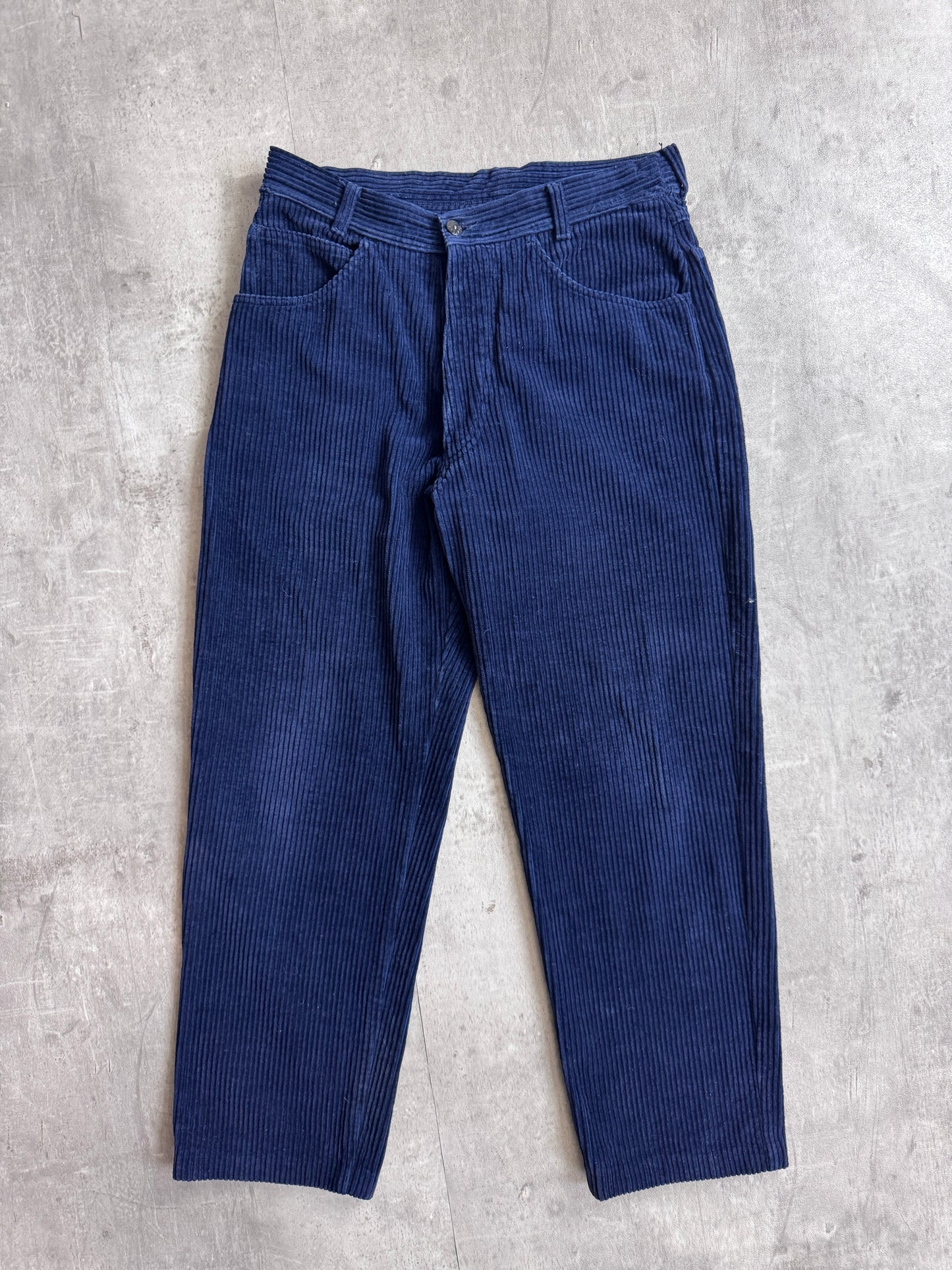 1990s Stone Island Jumbo Corduroy Relaxed Fit Navy Trousers