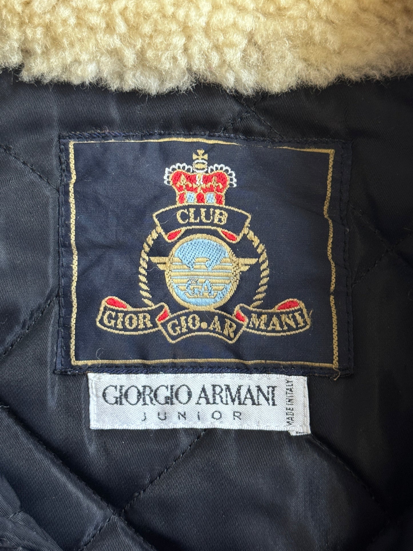 1980's Giorgio Armani Borg Collar M-A1 Cropped Bomber Jacket