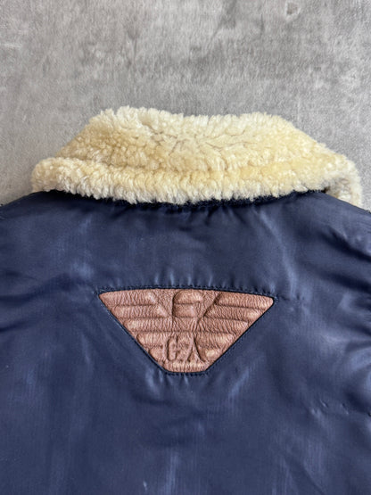 1980's Giorgio Armani Borg Collar M-A1 Cropped Bomber Jacket