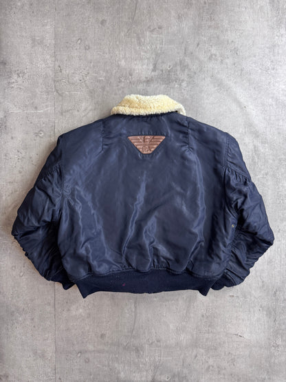 1980's Giorgio Armani Borg Collar M-A1 Cropped Bomber Jacket