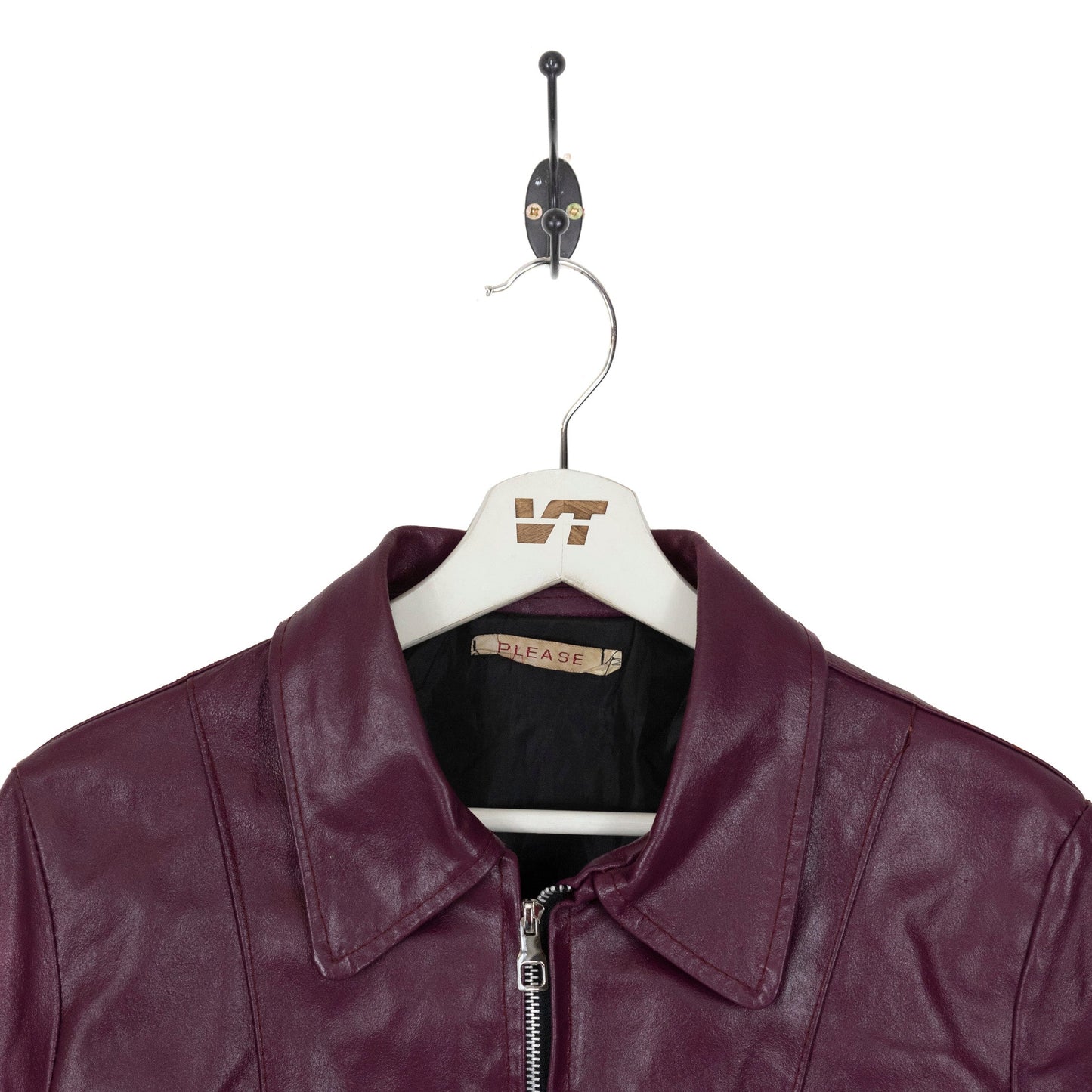 Y2K Purple Collared Leather Jacket