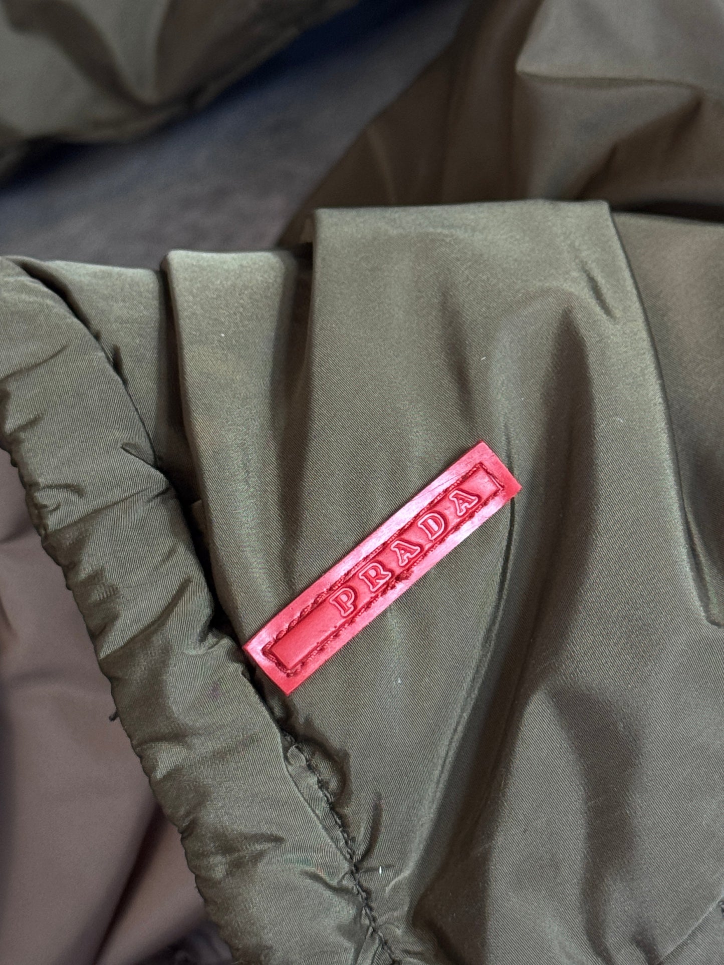 Prada Sport 'Ice Skater' Khaki Quilted Puffer Jacket