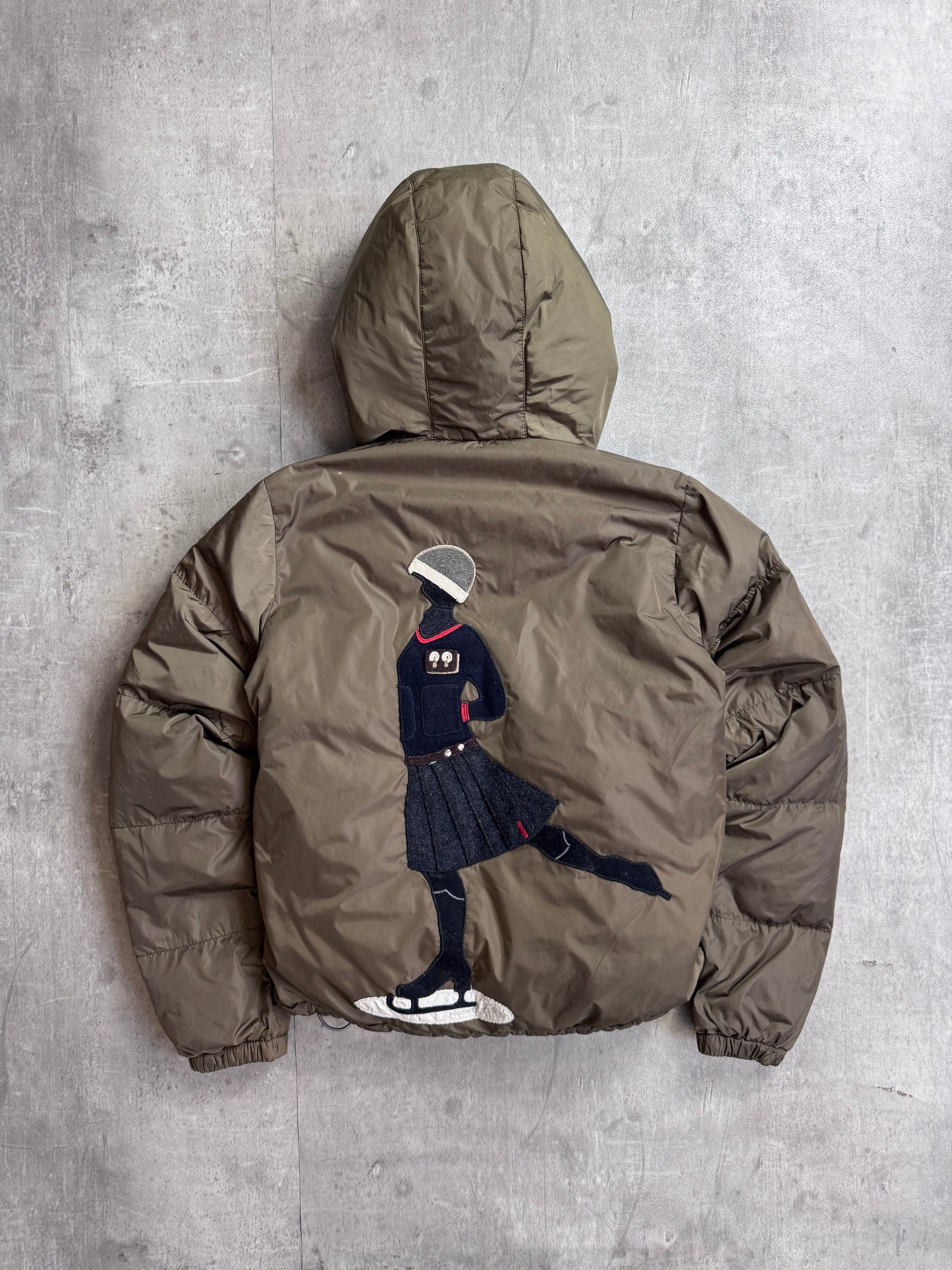 Prada Sport 'Ice Skater' Khaki Quilted Puffer Jacket