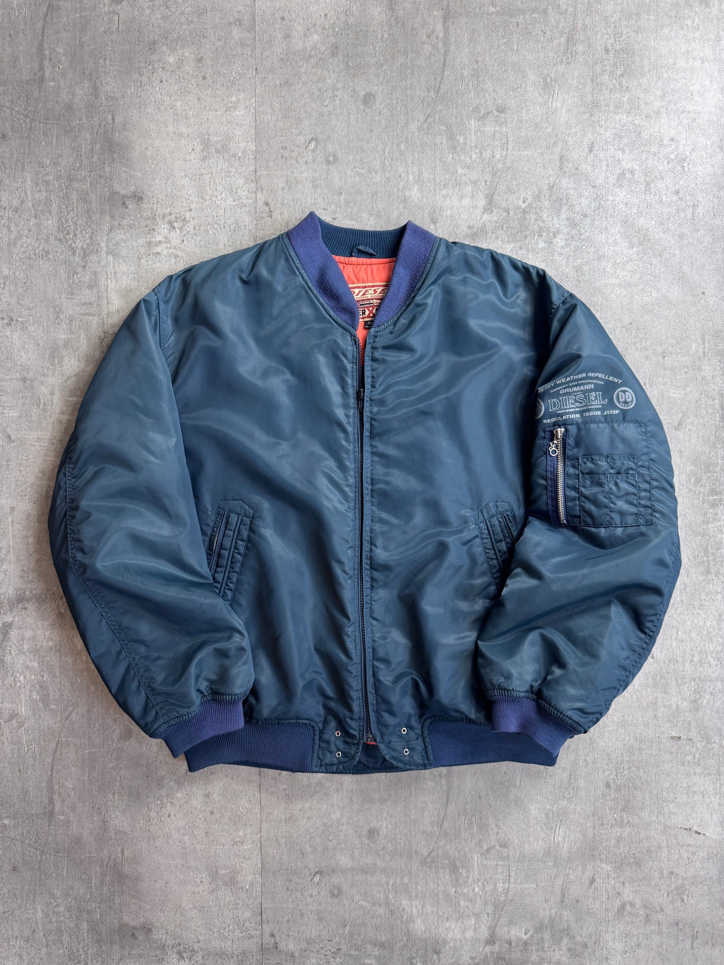 1990's Diesel Nylon Quilted M-A1 Navy Bomber Jacket