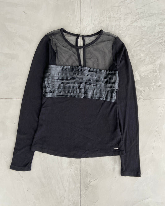 DIESEL LONG SLEEVE SHEER MESH TOP - M