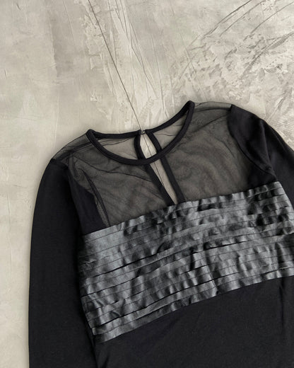 DIESEL LONG SLEEVE SHEER MESH TOP - M