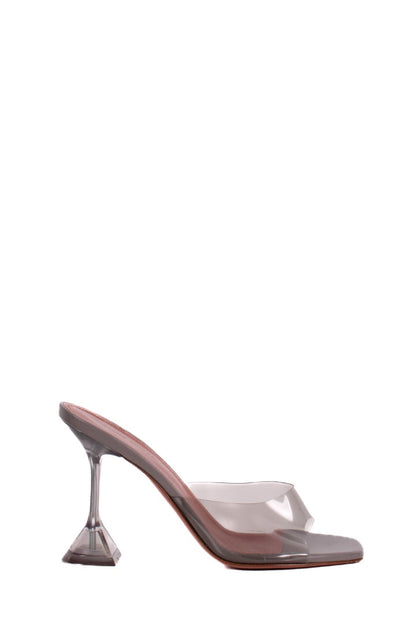 Amina Muaddi Lupita Glass PVC Heels Light Grey 38 | O/S, Grey