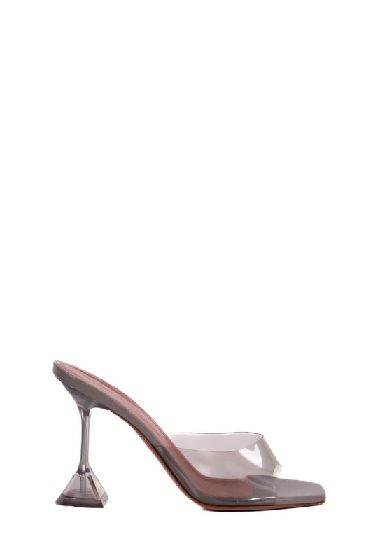 Amina Muaddi Lupita Glass PVC Heels Light Grey 38 | O/S, Grey