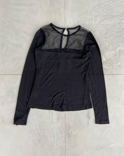 DIESEL LONG SLEEVE SHEER MESH TOP - M