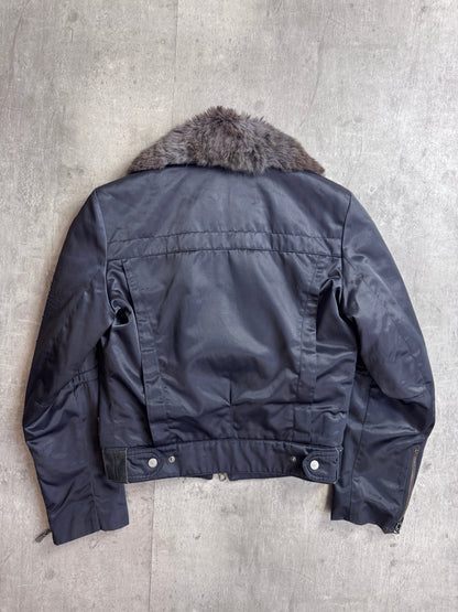 Versace Sport Cropped Fur Collar Black Utility Blouson